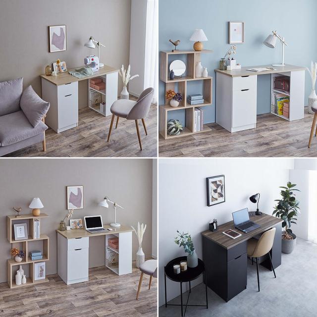 Ｌｕｍｏ（ルーモ）　　収納付きワークデスク　デスク　収納デスク　コンパクト　コンパクトデスク　メラミン加工　ナチュラル　ブラウンの通販は