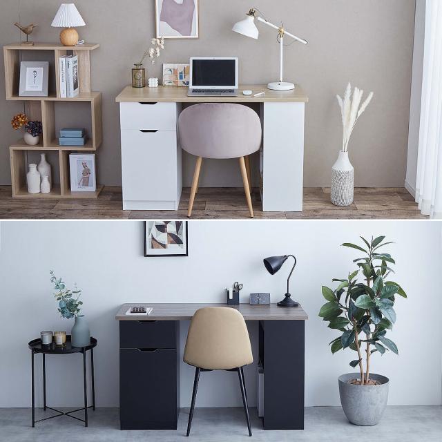 Ｌｕｍｏ（ルーモ）　　収納付きワークデスク　デスク　収納デスク　コンパクト　コンパクトデスク　メラミン加工　ナチュラル　ブラウンの通販は