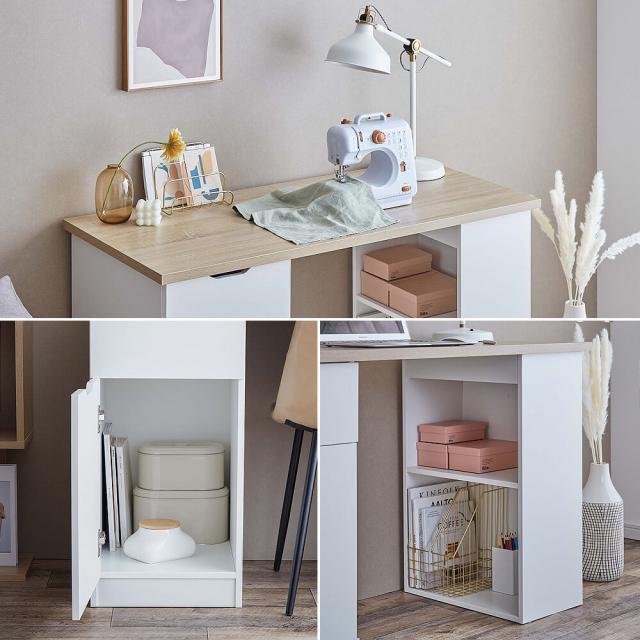 Ｌｕｍｏ（ルーモ）　　収納付きワークデスク　デスク　収納デスク　コンパクト　コンパクトデスク　メラミン加工　ナチュラル　ブラウンの通販は