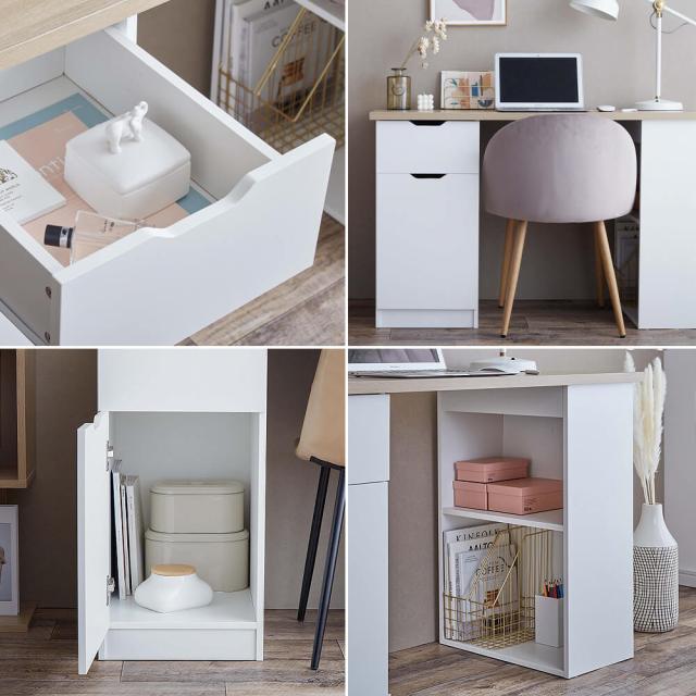 Ｌｕｍｏ（ルーモ）　　収納付きワークデスク　デスク　収納デスク　コンパクト　コンパクトデスク　メラミン加工　ナチュラル　ブラウンの通販は