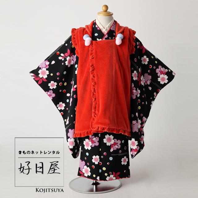 uuuu　七五三　着物　３歳　正絹 レンタル】3歳 被布 着物 フルセット 七五三 女の子 3-014の通販は