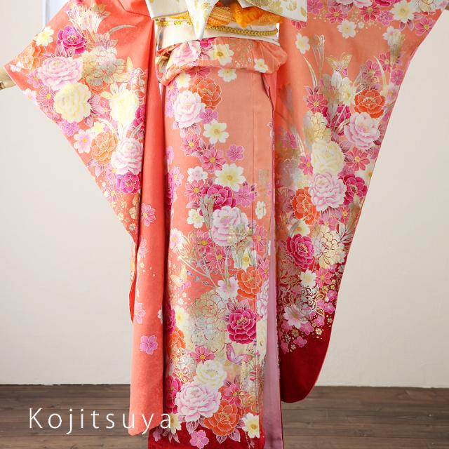 振袖 身長161-176cm 赤 正絹