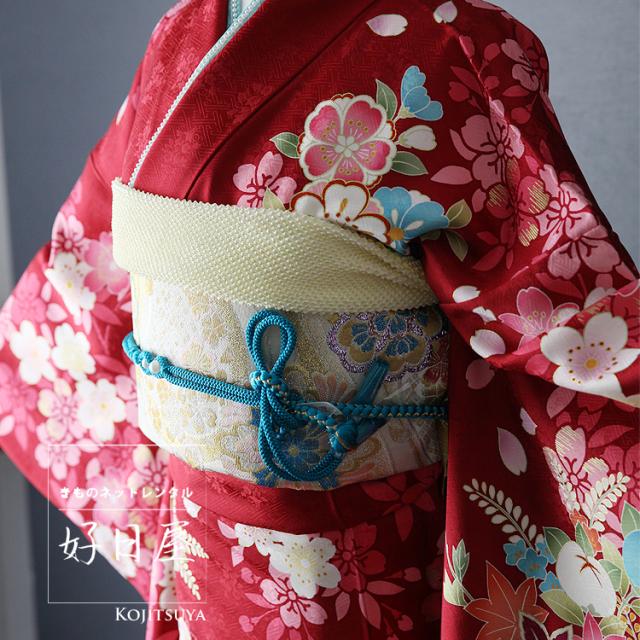 振袖 身長161-176cm 鮮やかグリーン×ピンク　正絹 振袖 身長161-176cm 鮮やかグリーン×ピンク正絹