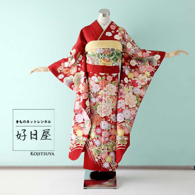 通販 身長147-162cm 振袖 緑 洗える 着物 単衣 （洗える着物 gr-004 着物・浴衣