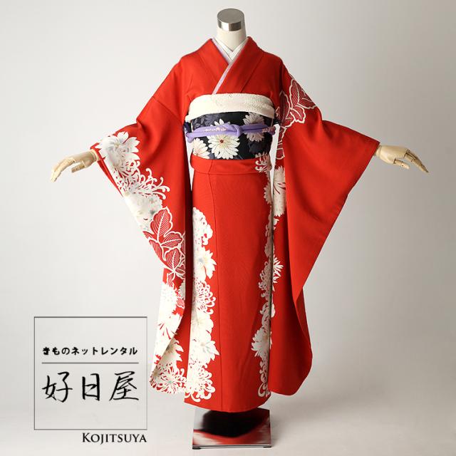振袖 身長146-161cm白×赤×金古典