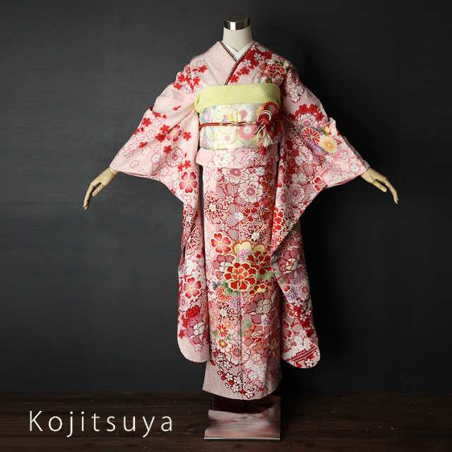 レンタル】 振袖 フルセット 正絹 適応身長155~170cm 白 wh-026 和装・和服