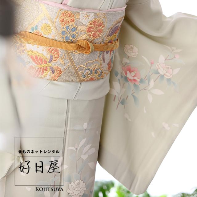 【H.H】訪問着 レンタル 身長145-160cm h-058 レンタル】訪問着 フルセット 正絹 適応身長145~160cm h-058