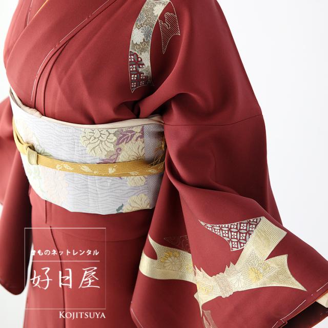 Plumeria／訪問着4点フルセット159A 正絹 【難あり】 レンタル】訪問着 フルセット 正絹 適応身長153~168cm h-126