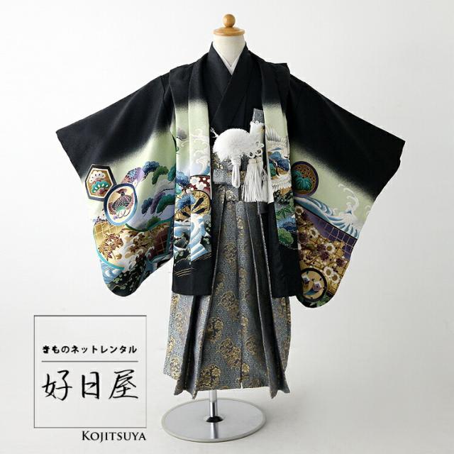 【レンタル】【3歳用】羽織 着物 袴 フルセット 七五三 男の子 5-026-3の通販は 13,884円