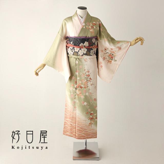 訪問着フルセット 着物 正絹 菱形地紋 ピンク 入学式 卒業式 i4