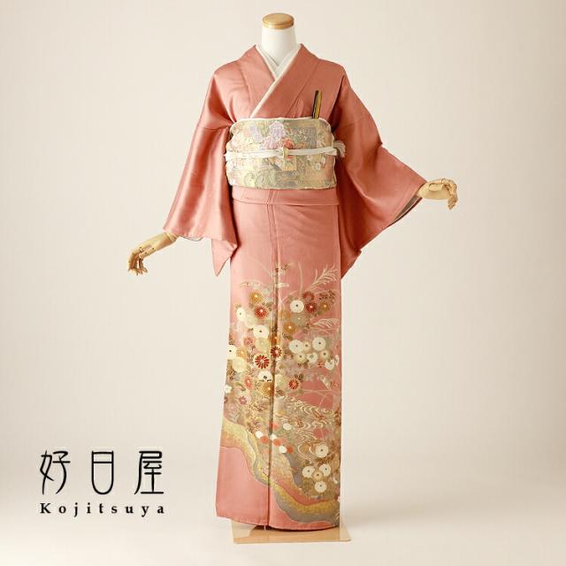 色留袖 身長157-172cm 三つ紋 it-095（黒留袖|対応身長:153