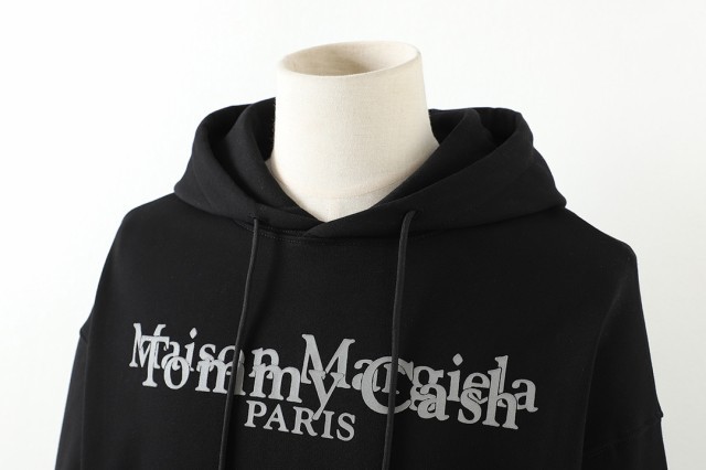 Maison Margiela X Cash馬吉拉両面3M反射アルファベットMM6数字印花の帽子のシャツ頭をかぶってフード付きパーカー【並行輸入品】