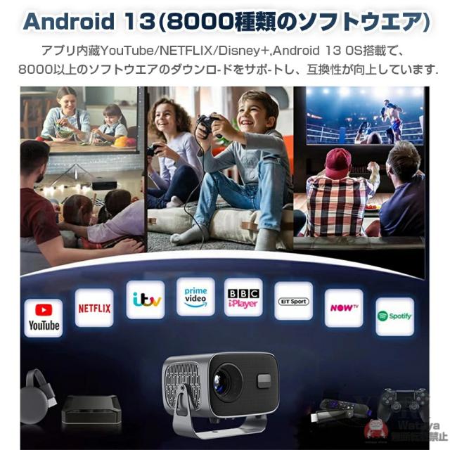 プロジェクター 小型 Android13搭載 スマホミラーリング対応 26000LMの