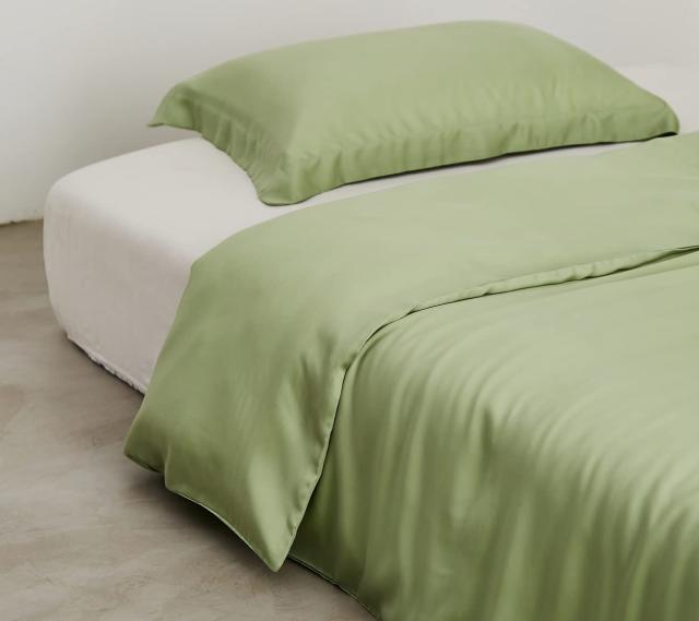 YOYOSTAR 掛ふとんカバー ワイドクイーン 220x210cm テンセル100% グリーン リバーシブル 緑 掛けカバー シルクのような光沢 フィット感 おしゃれ 速乾 通気 単品売り 防ダニの通販は