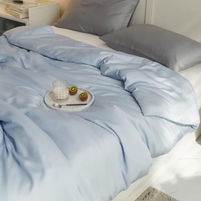 YOYOSTAR 掛ふとんカバー ワイドクイーン 220x210cm テンセル100% サックス リバーシブル 掛けカバー シルクのような光沢 フィット感 おしゃれ 速乾 通気 単品売り 防ダニの通販は