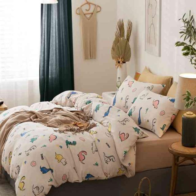 YOYOSTAR 掛ふとんカバー セミダブルロング 180x220cm 綿100% 天竺ニット Tシャツ生地 やわらかな肌ざわり リバーシブル コットン 掛けカバー 単品 フィット感 恐竜柄