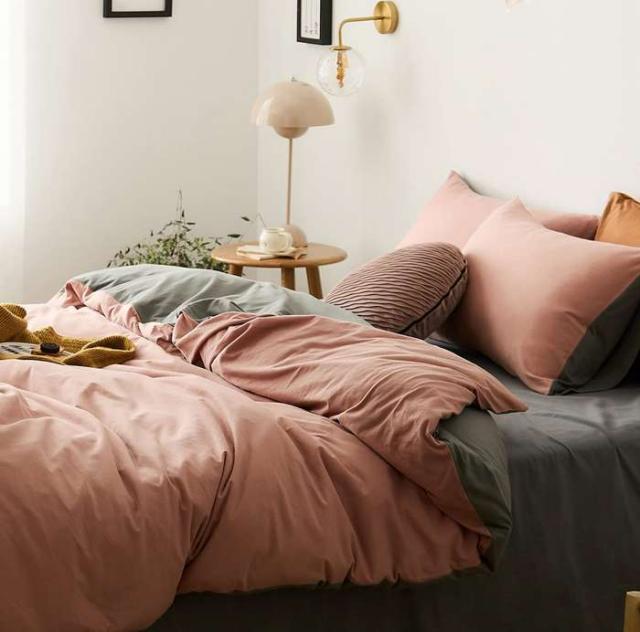 YOYOSTAR 掛ふとんカバー セミダブル超ロング 170x230cm 綿100% 天竺ニット Tシャツ生地 やわらかな肌ざわり リバーシブル コットン 掛けカバー 単品 フィット感 ピンクxグレー 無地