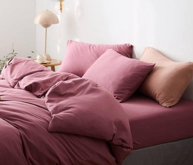 YOYOSTAR 掛ふとんカバー セミダブルロング 170x220cm 綿100% 天竺ニット Tシャツ生地 やわらかな肌ざわり リバーシブル コットン 掛けカバー 単品 フィット感 ローズ 無地