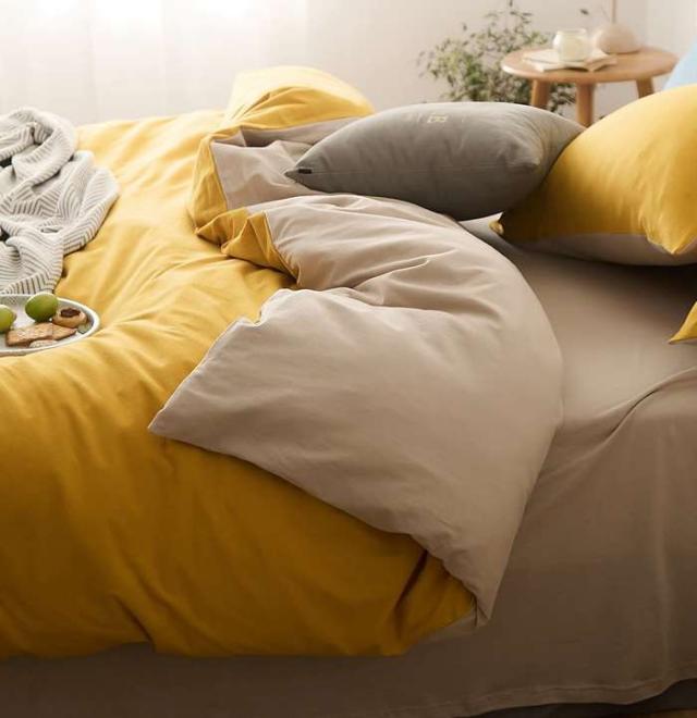 YOYOSTAR 掛ふとんカバー クイーンロング 210x220cm 綿100% 天竺ニット Tシャツ生地 やわらかな肌ざわり リバーシブル コットン 掛けカバー 単品 フィット感 イエローxベージュ 無地の通販は