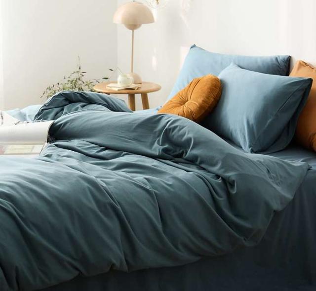 YOYOSTAR 掛ふとんカバー セミダブルロング 170x220cm 綿100% 天竺ニット Tシャツ生地 やわらかな肌ざわり リバーシブル コットン 掛けカバー 単品 フィット感 ミスティ・ブルー 無地 10,722円