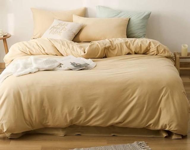 YOYOSTAR 掛ふとんカバー セミダブルロング 170x220cm 綿100% 天竺ニット Tシャツ生地 やわらかな肌ざわり リバーシブル コットン 掛けカバー 単品 フィット感 薄い黄色 無地