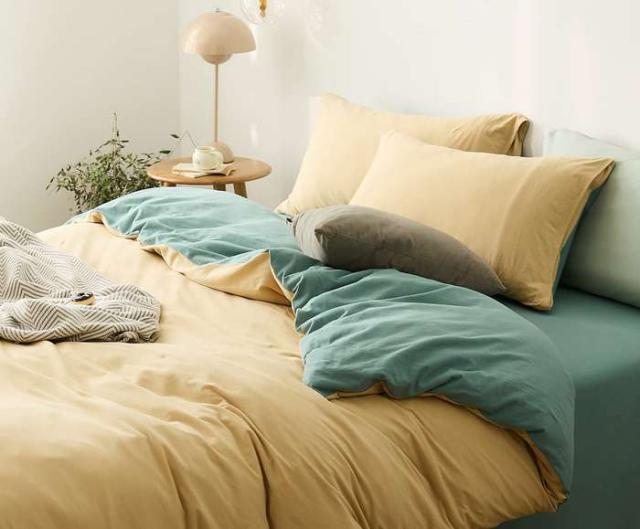 YOYOSTAR 掛ふとんカバー セミダブルロング 170x220cm 綿100% 天竺ニット Tシャツ生地 やわらかな肌ざわり リバーシブル コットン 掛けカバー 単品 フィット感 薄い黄色xミントグリーン 無地 10,722円