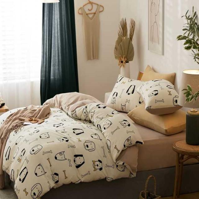 YOYOSTAR 掛ふとんカバー セミダブル 170x210cm 綿100% 天竺ニット Tシャツ生地 やわらかな肌ざわり リバーシブル コットン 掛けカバー 単品 フィット感 犬柄