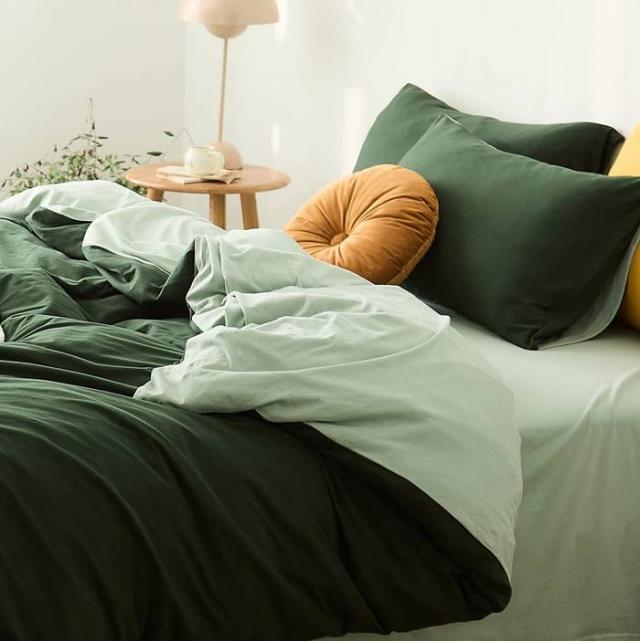 YOYOSTAR 掛ふとんカバー ワイドダブル超ロング 200x230cm 綿100% 天竺ニット Tシャツ生地 やわらかな肌ざわり リバーシブル コットン 掛けカバー 単品 フィット感 グリーンxミントグリーン 無地の通販は