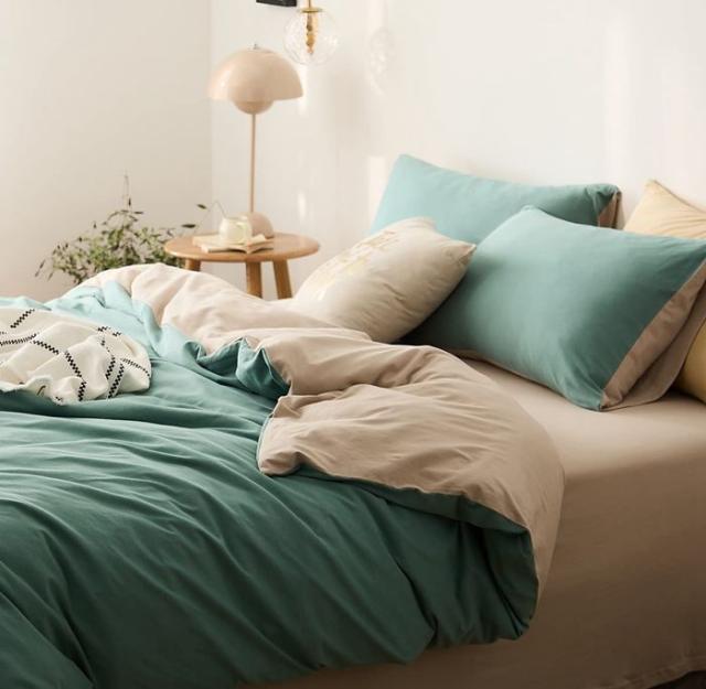 YOYOSTAR 掛ふとんカバー セミダブル 180x210cm 綿100% 天竺ニット Tシャツ生地 やわらかな肌ざわり リバーシブル コットン 掛けカバー 単品 フィット感 ライトブルーxベージュ 無地