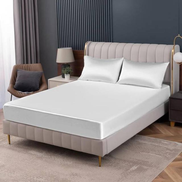 YOYOSTAR ボックスシーツ ワイドクイーンショート200x190x50cm シルクと大豆タンパク繊維 マットレスシーツ 抗菌防臭 マットレスカバー BOXシーツ ホワイトの通販は