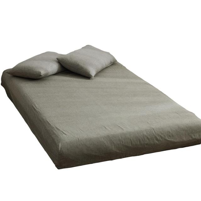 YOYOSTAR ボックスシーツ セミダブル マットレスカバー オーガニックコットン洗いざらしの綿100% マチ部分約30cm ベッドシーツ ベットカバー 洋式・和式兼用 防ダニ (グレー  120x200x30cm)の通販は