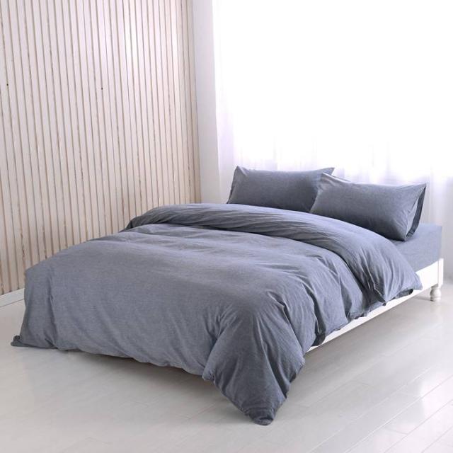 YOYOSTAR 布団カバー 4点セットクイーン オーガニックコットン 洋式・和式兼用 寝具カバーセット 洗いざらしの綿100% 掛け布団カバー ボックスシーツ 枕カバー 無地 防ダニ インディゴブルーの通販は 18,996円