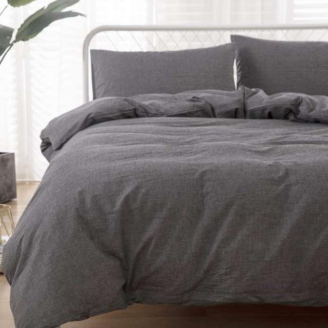 YOYOSTAR 布団カバー 3点セット シングル オーガニックコットン 洋式・和式兼用 寝具カバーセット 洗いざらしの綿100% 掛け布団カバー ボックスシーツ 枕カバー 無地 防ダニ (ダークグレー)の通販はその他インテリア・寝具