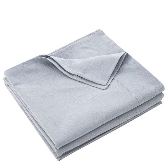 YOYOSTAR 敷きシーツ セミダブル 180x250cm フラットシーツ ベッドシーツ オーガニックコットン アッパーシーツ 洗いざらしの綿100% 無地 ライトブルーの通販は 4,999円