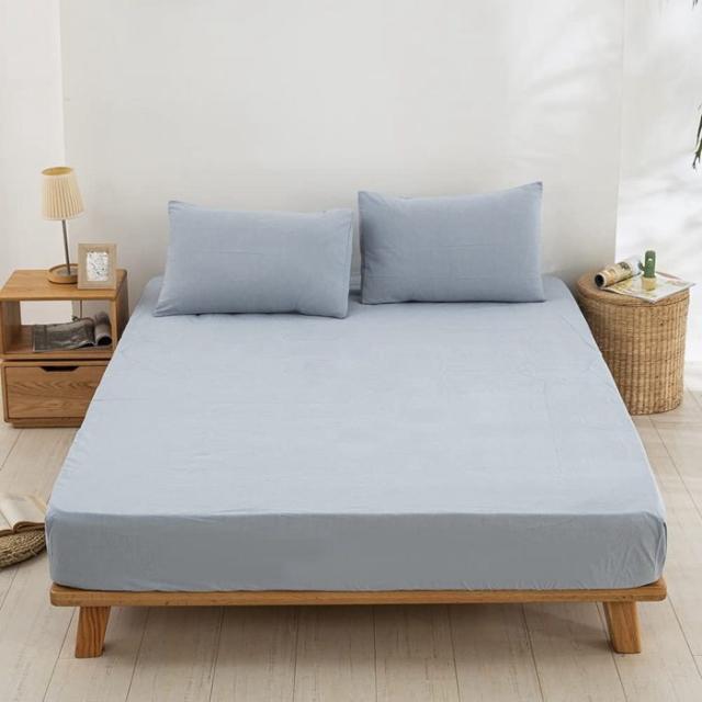 YOYOSTAR 布団カバー 4点セットクイーン オーガニックコットン 洋式・和式兼用 寝具カバーセット 洗いざらしの綿100% 掛け布団カバー ボックスシーツ 枕カバー 無地 防ダニ (ライトブルー)の通販は