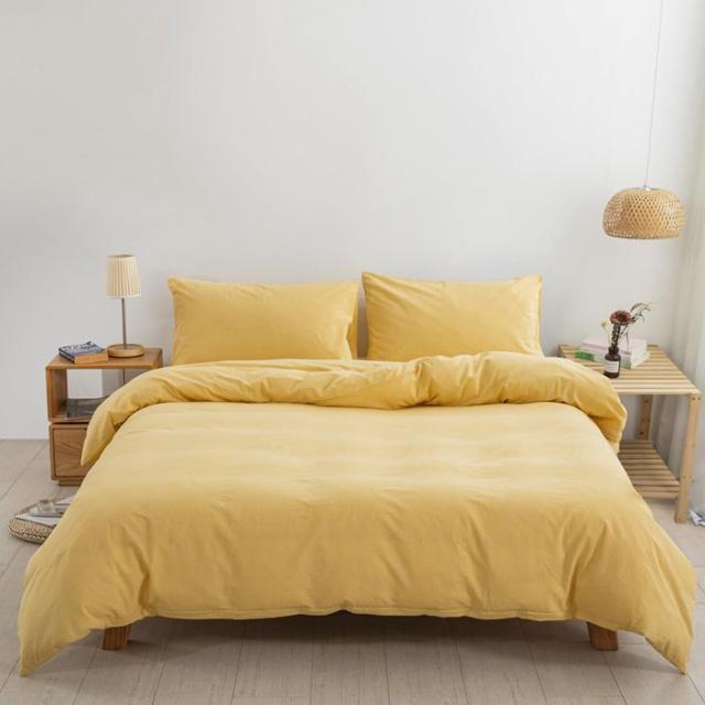 YOYOSTAR 布団カバー 3点セット シングル オーガニックコットン 洋式・和式兼用 寝具カバーセット 洗いざらしの綿100% 掛け布団カバー ボックスシーツ 枕カバー 無地 防ダニ (イエロー)の通販はその他インテリア・寝具