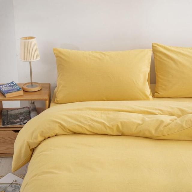 YOYOSTAR 布団カバー 3点セット シングル オーガニックコットン 洋式・和式兼用 寝具カバーセット 洗いざらしの綿100% 掛け布団カバー ボックスシーツ 枕カバー 無地 防ダニ (イエロー)の通販は