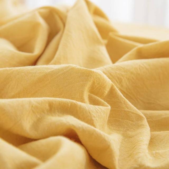 YOYOSTAR 布団カバー 3点セット シングル オーガニックコットン 洋式・和式兼用 寝具カバーセット 洗いざらしの綿100% 掛け布団カバー ボックスシーツ 枕カバー 無地 防ダニ (イエロー)の通販は