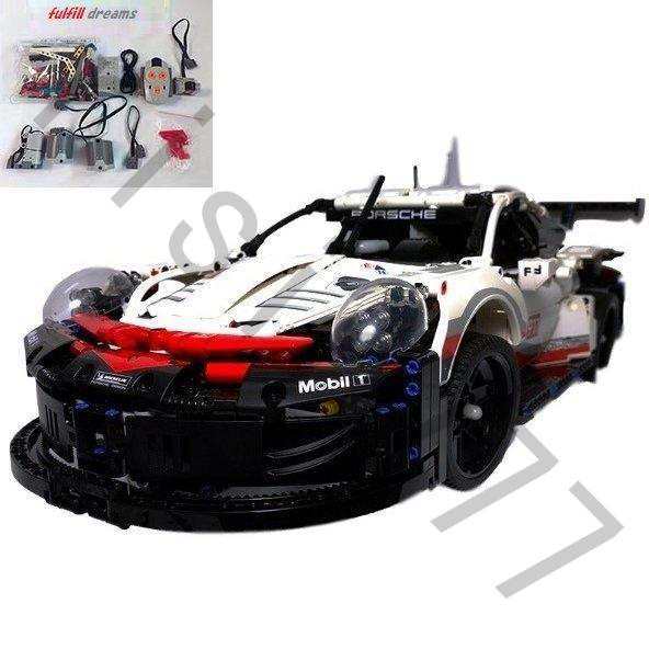 LEGOレゴ互換品 ポルシェ 911 RSR ブロック モーターセット ラジコン ミニカー スポーツカー モデル 車おもちゃ こどもの日 誕生日 クリ