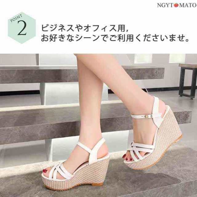 サンダル レディース ウェッジソールサンダル 美脚 ウエッジサン ハイヒール 厚底 ストラップサンダル 履きやすい 歩きやすい カジュアルの通販は