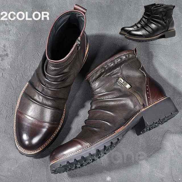 メンズブーツ ブーツ ショートブーツ エンジニアブーツ シューズ ワークブーツ メンズ ブーツ サイドジッパー メンズシューズ 靴 メンズの通販は 5,669円