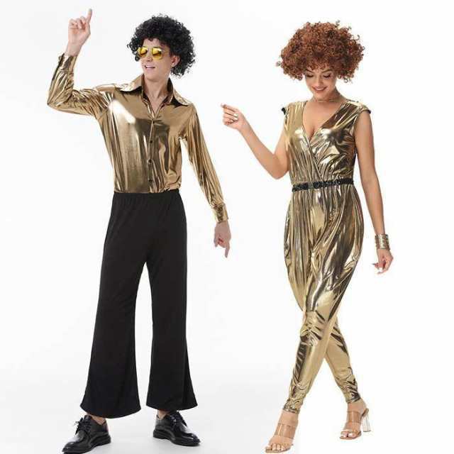 ハロウィン コスプレ 衣装 欧米風 70s ディスコ コスチューム 大人用 舞台 ダンス衣装 ヒッピー 嬉皮派 ハロウィン 仮装 変装 イベントの通販は
