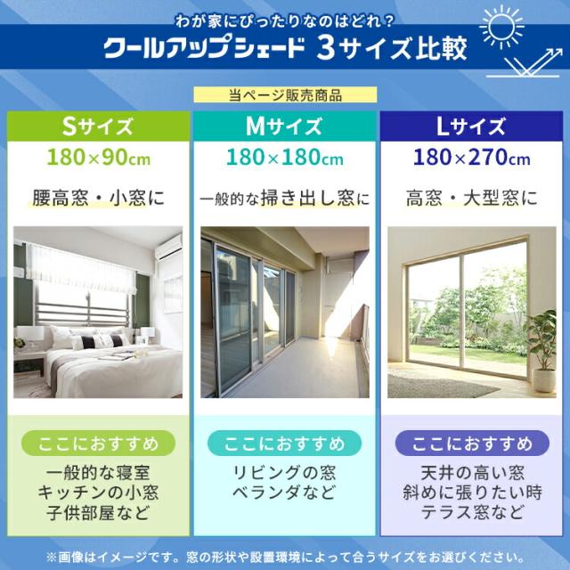 セキスイ クールアップシェード Mサイズ 180×180cm｜遮熱 サンシェード 日除け 日よけ UVカット 紫外線 日差し 日焼け対策 ネット 洗える 簡単設置 省エネ 窓 日本製 SEKISUI【送料無料（宅配便）】_12