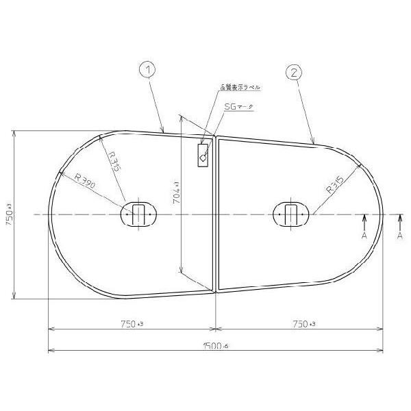 お風呂のふた TOTO 風呂ふた 軽量把手付き組み合わせ式 組みふた 外寸：1500×750mm PCF1530N#N11 (品番変更 PCF1530R#NW1）