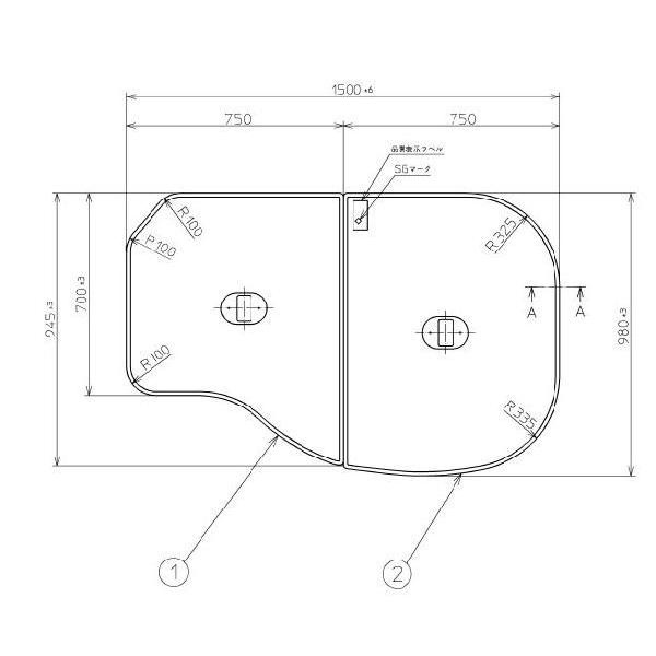 k*o様 【新品未使用】お風呂のふた TOTO 断熱仕様 軽量把手付き2枚組み合 TOTO お風呂のふた 風呂ふた 把手付軽量組み合わせ式 ふろふた