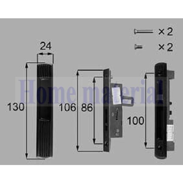 LIXIL 新日軽 ハンドル/クレセント/錠類 サイド錠 X(シルバー・グレー系) X8DL1033 1セットの通販は