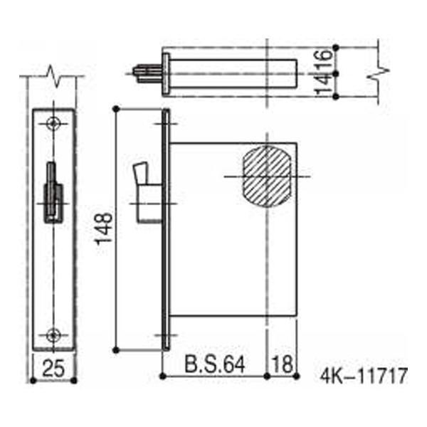 送料込み YKK 勝手口ドア 錠ケース・錠受け 補助錠ケースHH4K11717 部品コード YSHHW-HH4K11717の通販は