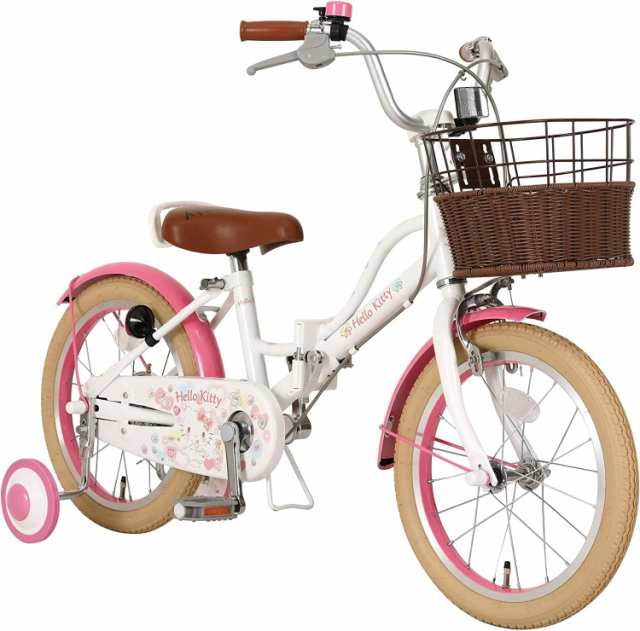 ハローキティ 自転車 折りたたみ子供用自転車 16インチ Streamline(ストリームライン)   スチール製フレーム JP8752 with M&M ホワイト 小　ジェフリーズ 自転車 子供用 補助輪　補助輪付子供用自転車 　プレゼント　プレゼントの通販は