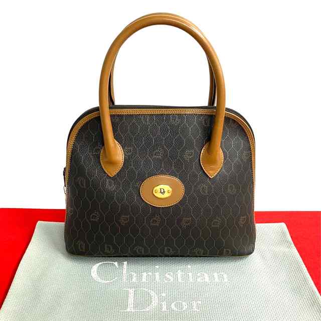 Christian Dior ディオール ハニカム柄 レザー PVC ハンドバッグ ブラウン 311-2の通販は
