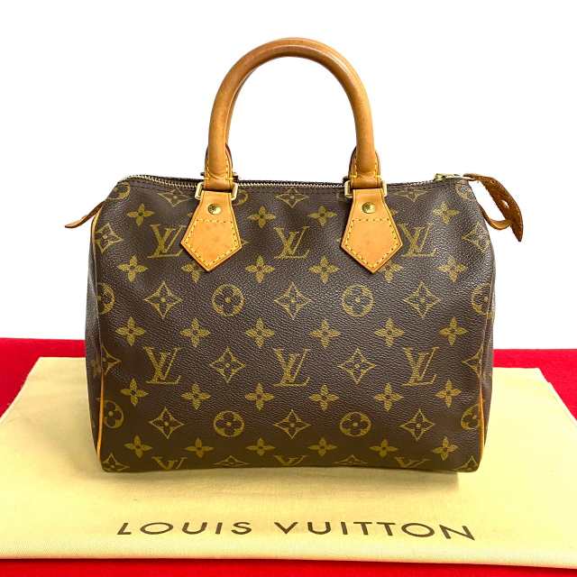 LOUIS VUITTON ルイヴィトン スピーディ25 モノグラム レザー PVC ハンドバッグ ブラウン 142-6